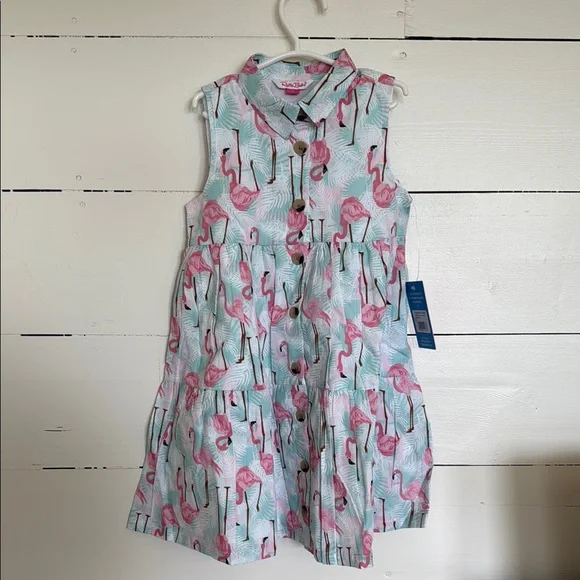 Ruffle Butts Pink and Green Sleeveless Sundress - Picture 1 of 5